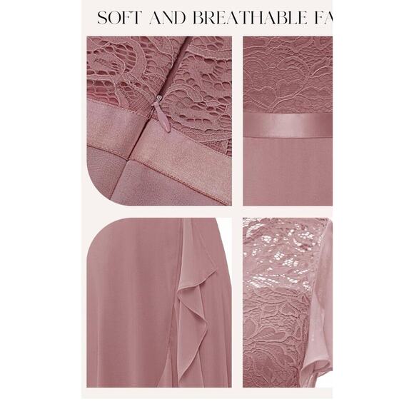 Bery Love Pink Gown W:Flutter Sl Lace Bodice And Ribbon Waist Size Xl Retail 55 - Picture 3 of 3